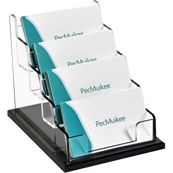 Business Card Holder for Desk，Acrylic Business Card Display Stand,Multiple Business Card Holders for Office, Exhibition, Home, Restaurant (4 Slot)