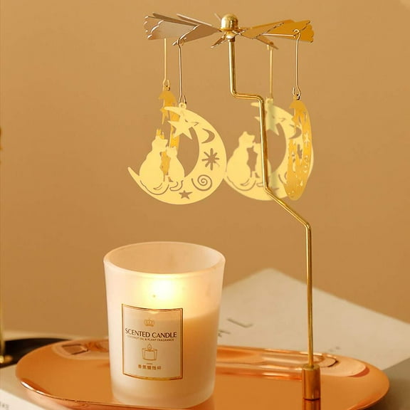 Achort Spinning Candle Holder, Rotary Light Holders Christmas for Home Decor Holiday Favor Gift - A