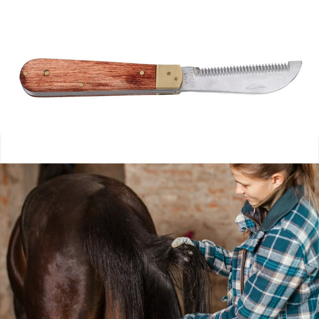Couteau de Toilettage pour Chevaux, Poignée Confortable, Déchiqueteuse Portable en Acier Inoxydable pour Écurie