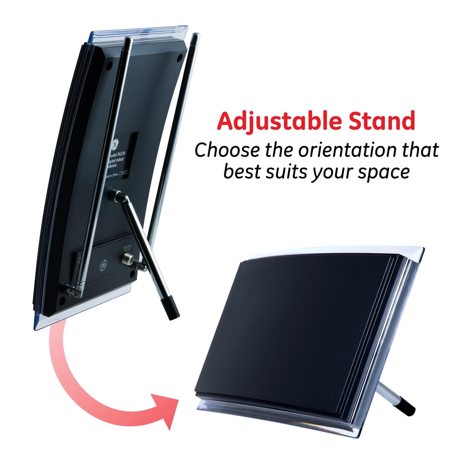 GE Crystal HD Amplified TV Antenna, Black, 35848