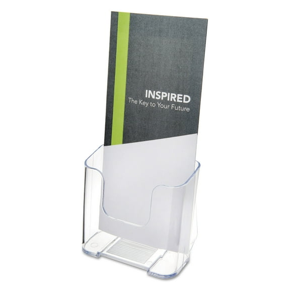 Deflecto Docuholder for Countertop/Wall-Mount, Leaflet Size, 4.25" W x 3.25" D x 7.75" H, Clear