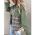 thumbnail image 3 of Chaqueta vaquera con empalme de cuadros, chaqueta vaquera para mujer, chaqueta vaquera con solapa para mujer, chaqueta vaquera lavada, tecnología innovadora, 3 of 6