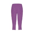 thumbnail image 5 of Feancey Striped Yoga Capris for Women Buttery Soft Gym Workout Leggings High Waisted Tummy Control Capri Tights Stretchy Casual Skinny Pants Purple L, 5 of 6