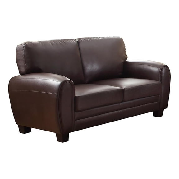 Pemberley Row Faux Leather Dark Brown Loveseat Rectangular 62.25"W Unassembled