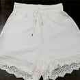 thumbnail image 5 of FLMEI Women's Summer Shorts Solid Colour Lace Casual Short Pants Elastic Waist Drawstring Short for Women S-5XL, 5 of 9