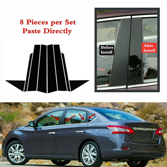 Possbay Window Pillar Posts Door Side Trim Covers Fit for Nissan Sentra 2013-2019 8pcs set