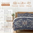 thumbnail image 6 of Ethnic Tribal Bedding Duvet Cover Set King Size 4 Pieces Vintage Flower Abstract Geometric Texture Bedding Set with Zipper Closure, 1 Comforter Cover 92x106 Inches 1 Flat Sheet & 2 Pillow Cases, 6 of 7