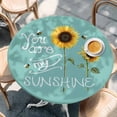thumbnail image 2 of Sunflowers Round Tablecloth, Fitted Table Cover with Elastic for 55"-60" Round Tables, Modern Bee You Are My Sunshine Teal Green Table Cloth Outdoor Indoor Dinning Party Waterproof Tablecloths, 2 of 7