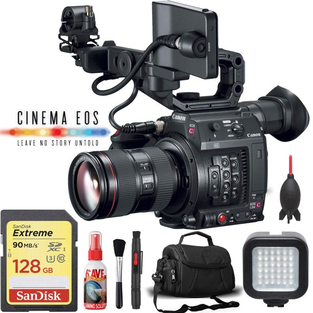 Canon EOS C200 Cinema Camera w/ 24105mm Lens + 128GB SD Card Base Kit