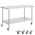 thumbnail image 1 of VEVOR Stainless Steel Work Table Commercial Prep Table 30x60 Inch With 4 Casters, 1 of 9