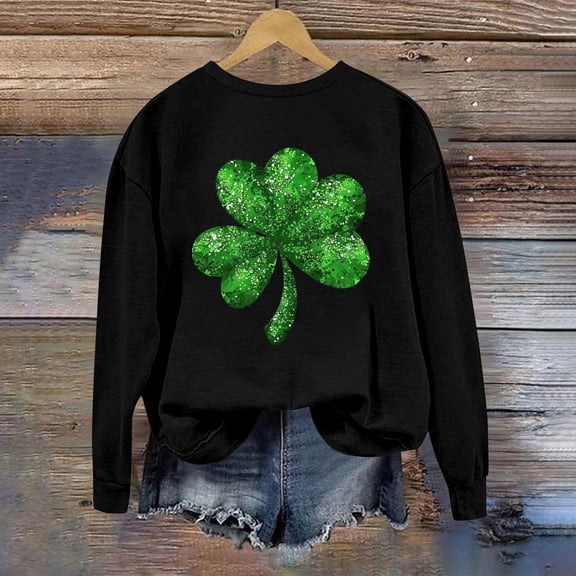 St. Patrick's Day Sweatshirt, Women Long Sleeve Round Neck Sweatshirt, Women's Casual St. Patrick's Day Printed Sweatshirts Tops Comfortable Crew Neck Long Sleeved Hoodie Sweatshirt