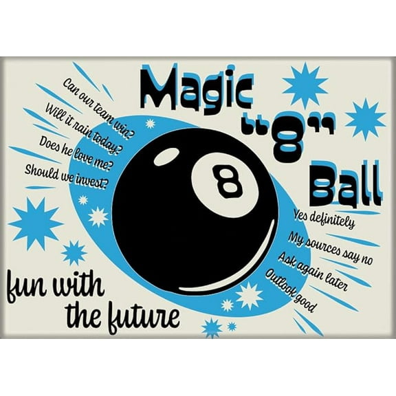 Ata Boy Magic 8 Ball Fun with The Future 2.5" X 3.5" Magnet for Lockers and Refrigerators