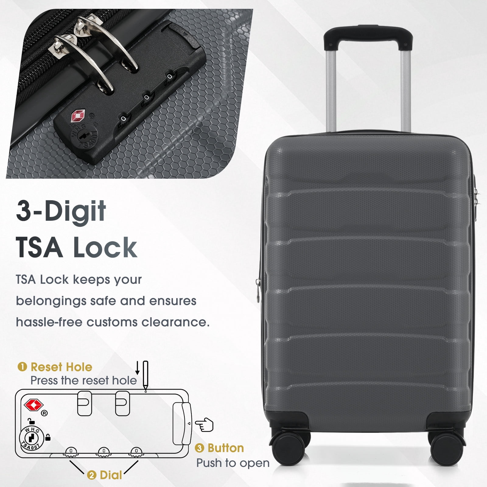 Euroco 20 Inch Carry On Luggage Airline Approved, Durable Expandable Travel Suitcase with Spinner Wheels and TSA Lock, Lightweight Rolling Luggage for Business Trips & Weekend Getaways,Gray