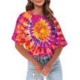thumbnail image 3 of Posijego T-Shirts Teinture sur Nœuds Graphiques pour Femmes Été Décontracté Col Rond Manches Courtes Crop Tops, 3 of 6