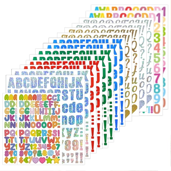 PMHZI Colorful Letter Stickers 1232 Pcs Vinyl Laser Alphabet Letters for Crafts Water Bottle Poster Board DIY Gift