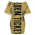 thumbnail image 6 of Golden Ticket Women's Off The Shoulder Ruffles Summer Wedding Guest Loose Casual Party Beach Dress, 6 of 9