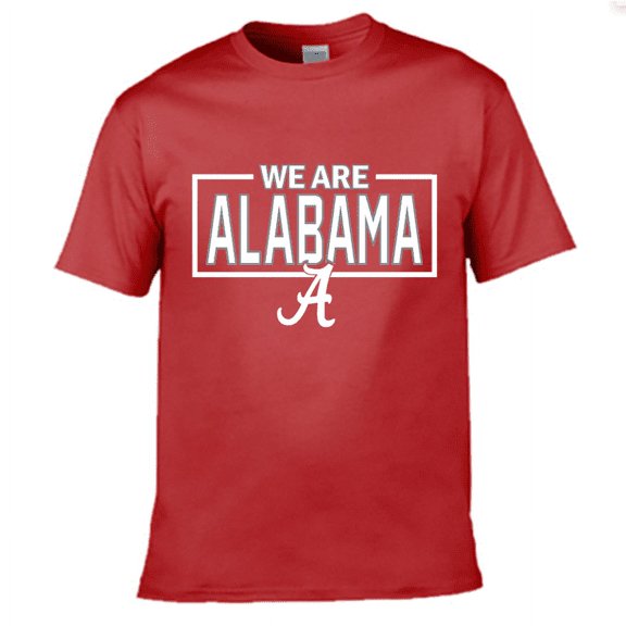 Brand New Athletics Men's We Are Alabama Graphics Design Short-Sleeve Lightweight T-Shirt, Officially Licensed, 100% Cotton(Youth Small), Official Crimson/Red Team Colors and Roll/Tides Logo