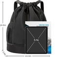 thumbnail image 2 of Drasry Drawstring Backpack Resistant String Bag Swimming Gym Sports Bags (Black), 2 of 7