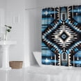 thumbnail image 3 of Bohemian Abstract Squre Rectangle Blue Shower Curtain Heavy Washable Polyester Curtain Liners Unique Bath Decor 72" W X 72" L with 12 Hooks, 3 of 4