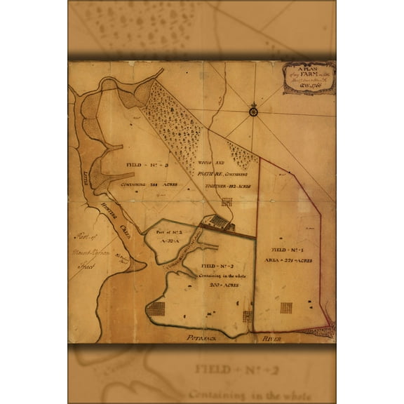 24"x36" Gallery Poster, map of Mount Vernon virginia by washington 1766