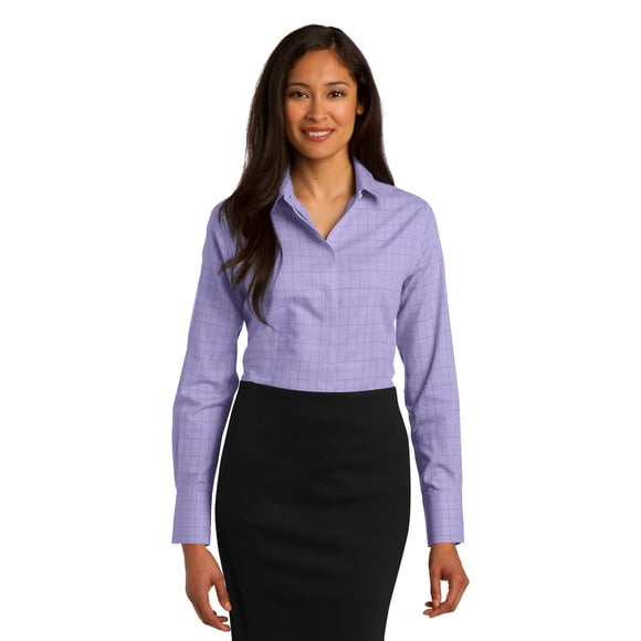Red House Ladies Windowpane Plaid Non-Iron Camisa M Thistle Purple casa Roja RH71