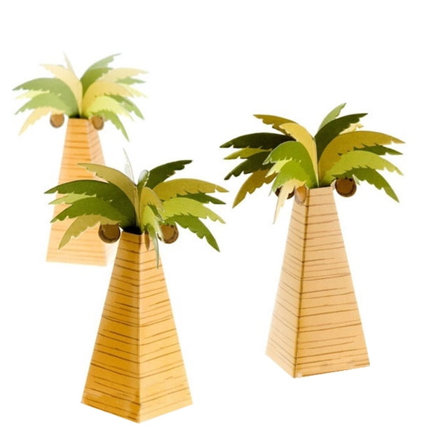 KAKOWELY 50 cajas de regalo de dulces con forma de coco estilo hawaiano para recuerdos de boda.