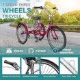 thumbnail image 3 of SLSY Adult Tricycles 7 Speed, Adult Trikes 24 / 26 inch 3 Wheel Bikes, Three-Wheeled Bicycles Cruise Trike with Shopping Basket for Seniors, Women, Men, 3 of 12