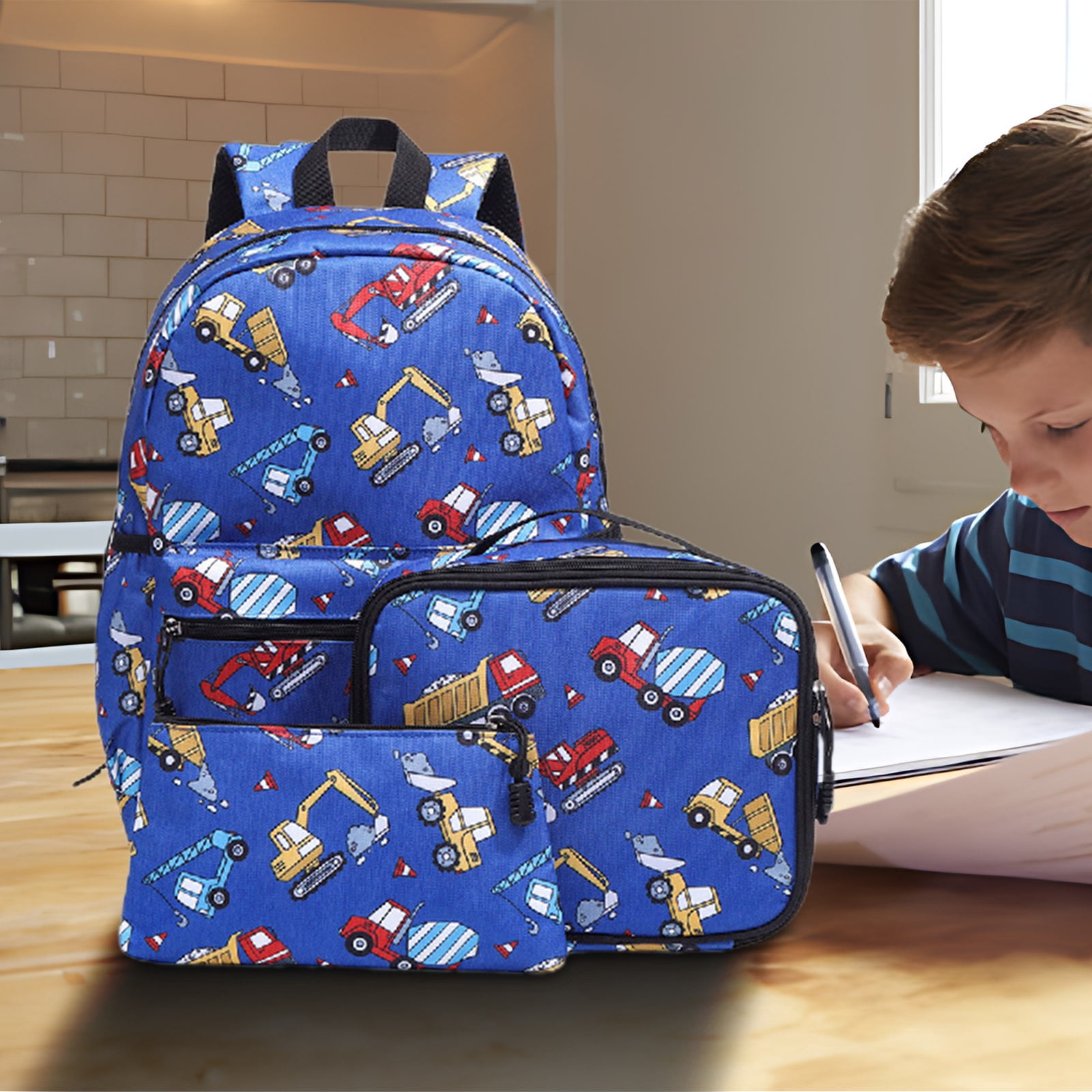 Backpack for Young Adults 3-Piece Set with Pencil Case Durable for 1-3 Grade Collage Users