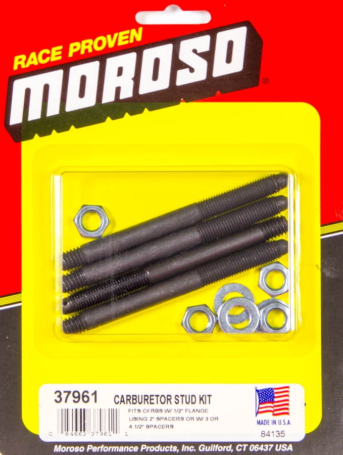 37961 Moroso Performance Carburetor Stud Kit Carburetor With 1/2 Inch