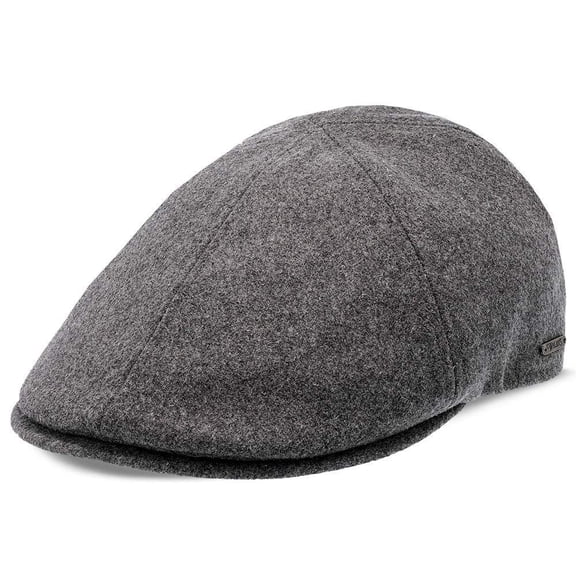 Walrus Hats Grey Luxe Grand Master Duckbill Cap – Classic 6-Panel Wool Blend Flat Cap – Suede Brim Underside & Soft Cotton Liner for Timeless Comfort