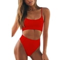 thumbnail image 1 of asdoklhq Plus Size Swimsuits for Women,Women Scoop Neck Cut Out Front Lace Up Back High Cut Monokini One Piece Swimsuit, 1 of 9