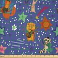 thumbnail image 2 of Ambesonne Animal Fabric by the Yard Microfiber, Funny Cartoon Zoo Star Lion, 5 Yards, Blue Violet and Multicolor, 2 of 2
