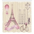 thumbnail image 3 of Ambesonne Kiss Shower Curtain, Floral Paris Eiffel, 69"Wx84"L, Ivory Pink, 3 of 3