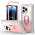 thumbnail image 1 of SaniMore for iPhone 14 Pro 6.1" 2022 Case with Hidden Bracket Rugged Heavy Duty Protective [Hard PC Back + Silicone Bumper] Shokcproof Anti-drop Tri-layer Hybird Shell for iPhone 14 ProGray + Rosegold, 1 of 7