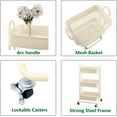 thumbnail image 5 of 3-Tier Metal Mesh Utility Rolling Cart Storage Organization Cart with Wheels, Beige, 5 of 8