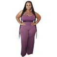 thumbnail image 3 of Plus Size 2 Piece Outfits Crop Top High Waisted Pants Sets, 3 of 8