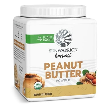 Sunwarrior Organic Harvest Peanut Butter Powder | All Natural Peanut Butter Powder Reduced Fat No Sugar Added Low Calories Low Fat Non GMO Soy Free Gluten Free Peanut Flour | 600g tub (50 Servings)