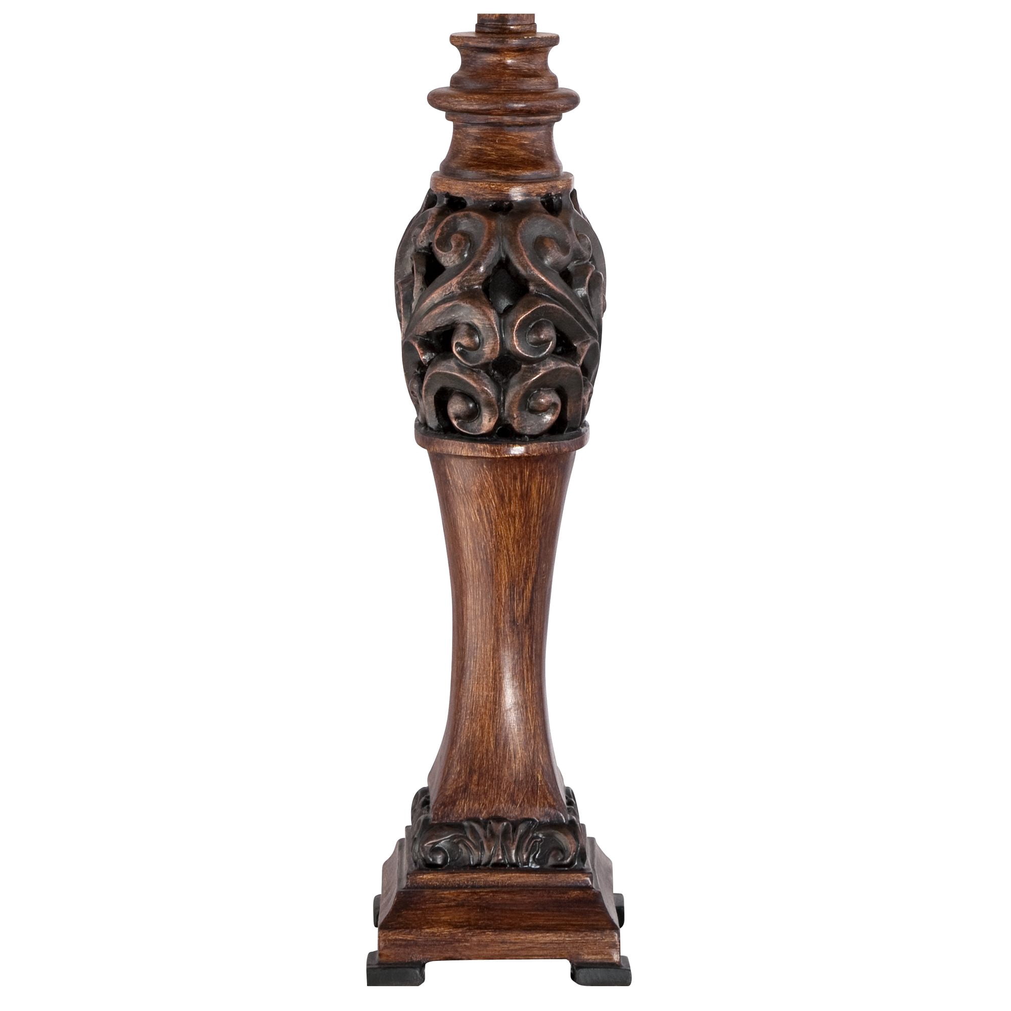 Regency Hill Exeter 30" Tall Large Traditional End Table Lamps Set of 2 Brown Wood Finish Crimson Red Shade Living Room Bedroom