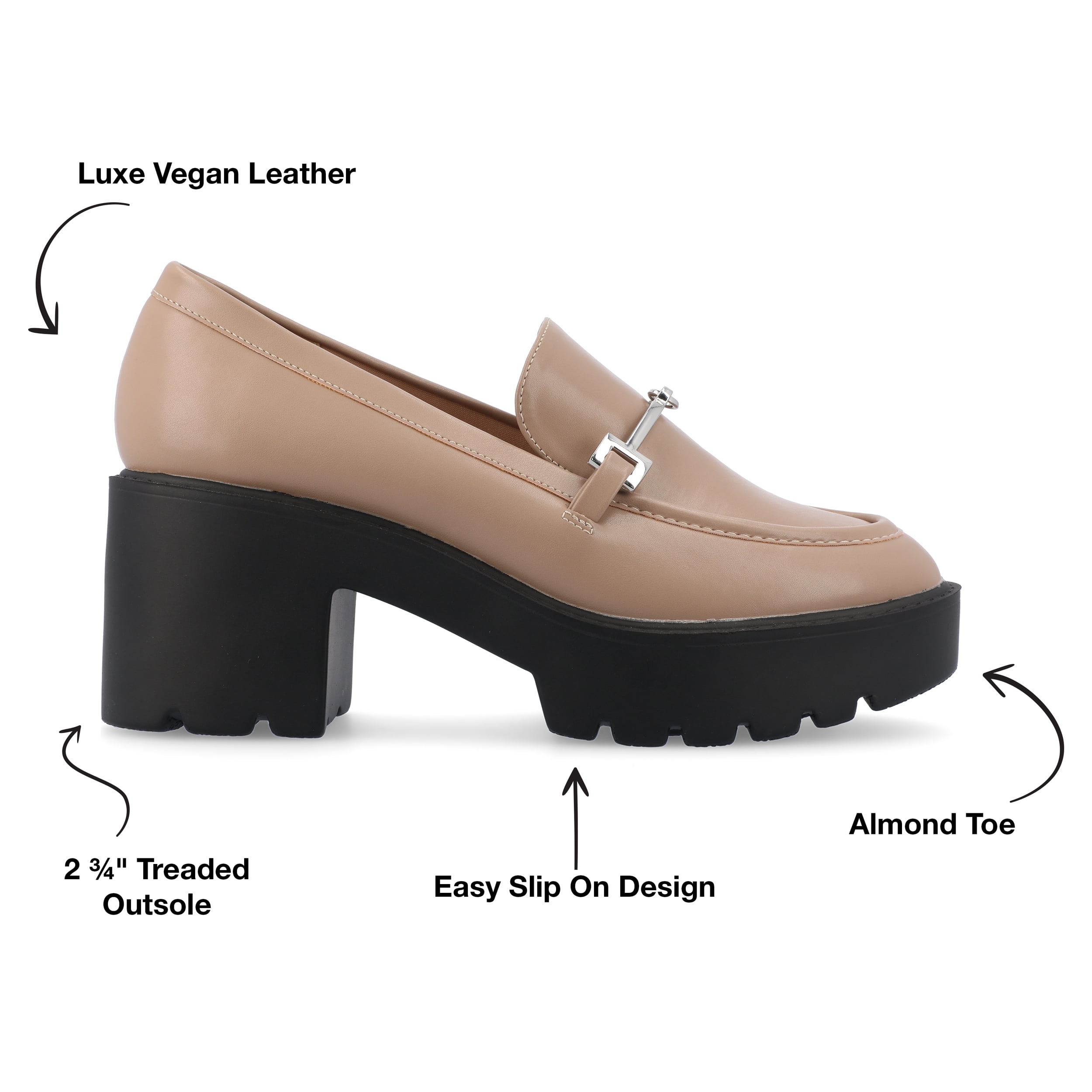 Journee Womens Kezziah Loafer Style Lug Outsole Platform Pumps, Widths Available