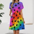 thumbnail image 2 of Watercolor Dog Paw Sundress Short Sleeve Dress Summer Women Clothes Dress for Women Dresses, 2 of 7