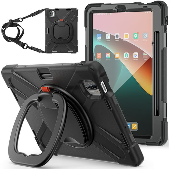 XYX Case for Xiaomi Pad 5/Xiaomi Pad 5 Pro 5G 2021 11.0 inch, 360 Degree Rotating Hand Grip Shockproof Cover with Shoulder Strap, Black