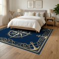 thumbnail image 3 of ODIKA 6'x9' Washable Area Rug Compass Nautical Vintage Motif Border Maritime Distressed Map for Dining Room, Under Table, Office Décor, Non-Slip Chair-Friendly, 3 of 7
