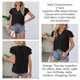 thumbnail image 5 of Mujeres en capas de la colmena de la manga Top Casual cuello en V color liso vestido de verano Pullover blusa negro L, 5 of 6