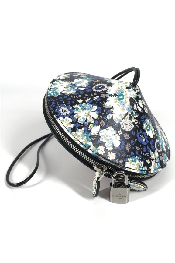 Pre-Owned LOUIS VUITTON Floral Print Tupi Shoulder Bag in Black Leather, Unisex