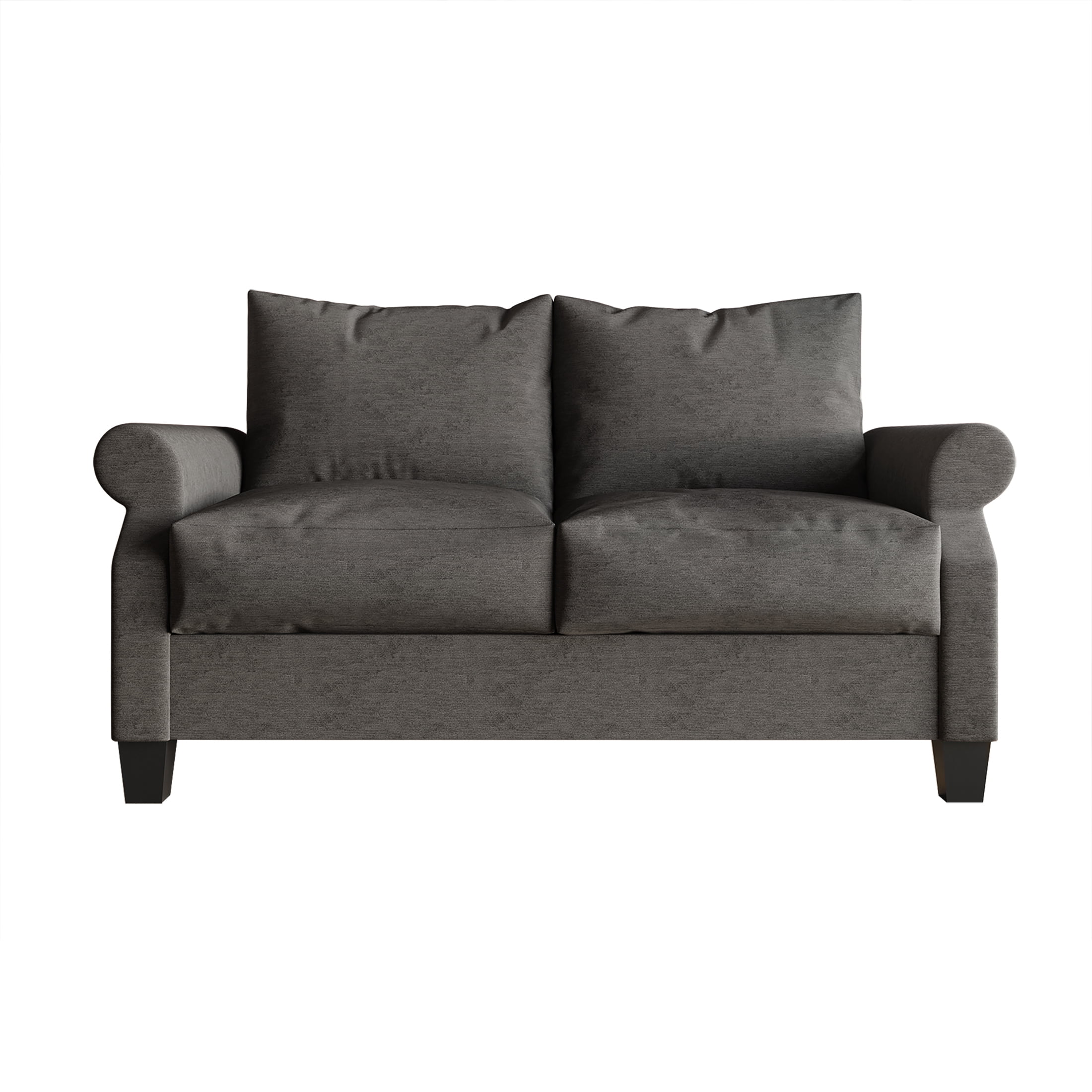 Castle Place Linen Upholstered Loveseats, Dark Gray