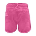 thumbnail image 3 of Conairie Jean Shorts Women Slim Elastic High Waisted Denim Shorts Trendy Vintage Washed Summer Trousers with Pockets Hot Pink L, 3 of 5