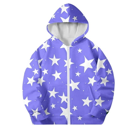 DxhmoneyHX Hoodies for Girls Athletic Zip up Jacket Soft Comfy Long Sleeve Casual Outerwear Fashion Printed Fall Coats with Pockets Size 8 Years