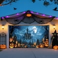 thumbnail image 3 of Spooky Halloween Garage Door Banner 7x16 FT - Glow in Dark Bat Pumpkin Design, Weather Resistant Polyester Outdoor Decor for Yard, Party Photo Background, 3 of 6