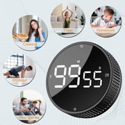 YMWVH Magnetic Pomodoro Kitchen Timer, Countdown Countup with Large LED Display, 3 Preset Times, 3 Adjustable Volume Levels, 1 Pack, Black
