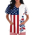 thumbnail image 3 of Trgacdwlo S-5XL Plus Size 4th of July Womens Scrub Tops V Neck Short Sleeve Independence Day Women’s Nurse Uniforms with Pocket, 3 of 4
